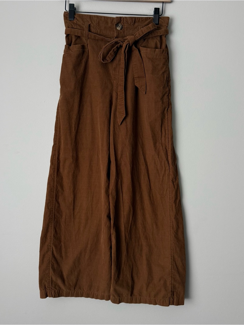 American Eagle Outfitters Brown Wide-Leg Tie-Waist Pants